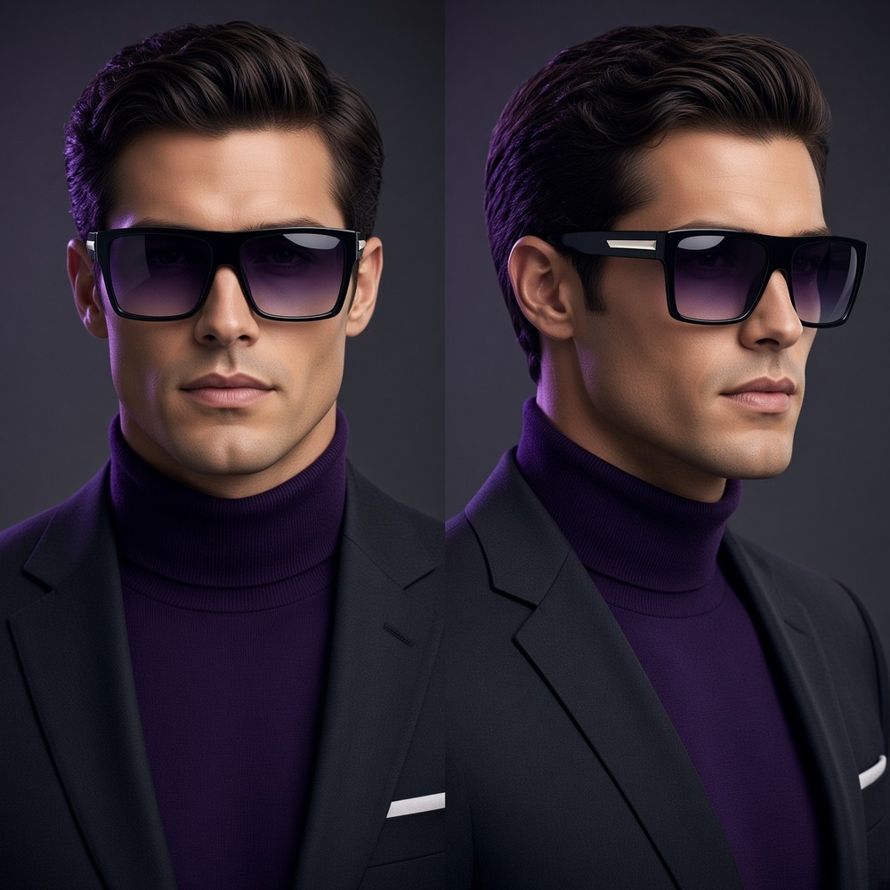 Oversized Square Sunglasses Black Fashion Flat Top Shades Luxury Trendy Men 2026